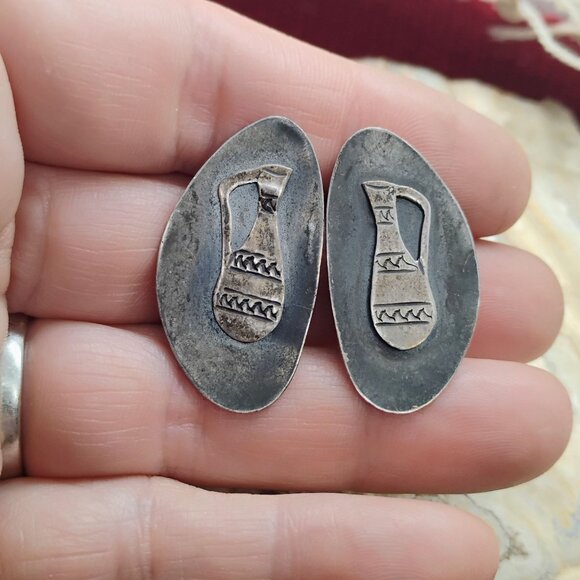 Vtg Judaica Israel 925 Sterling Silver Set Brooch/Pendant & Clip Earrings - Picture 4 of 12